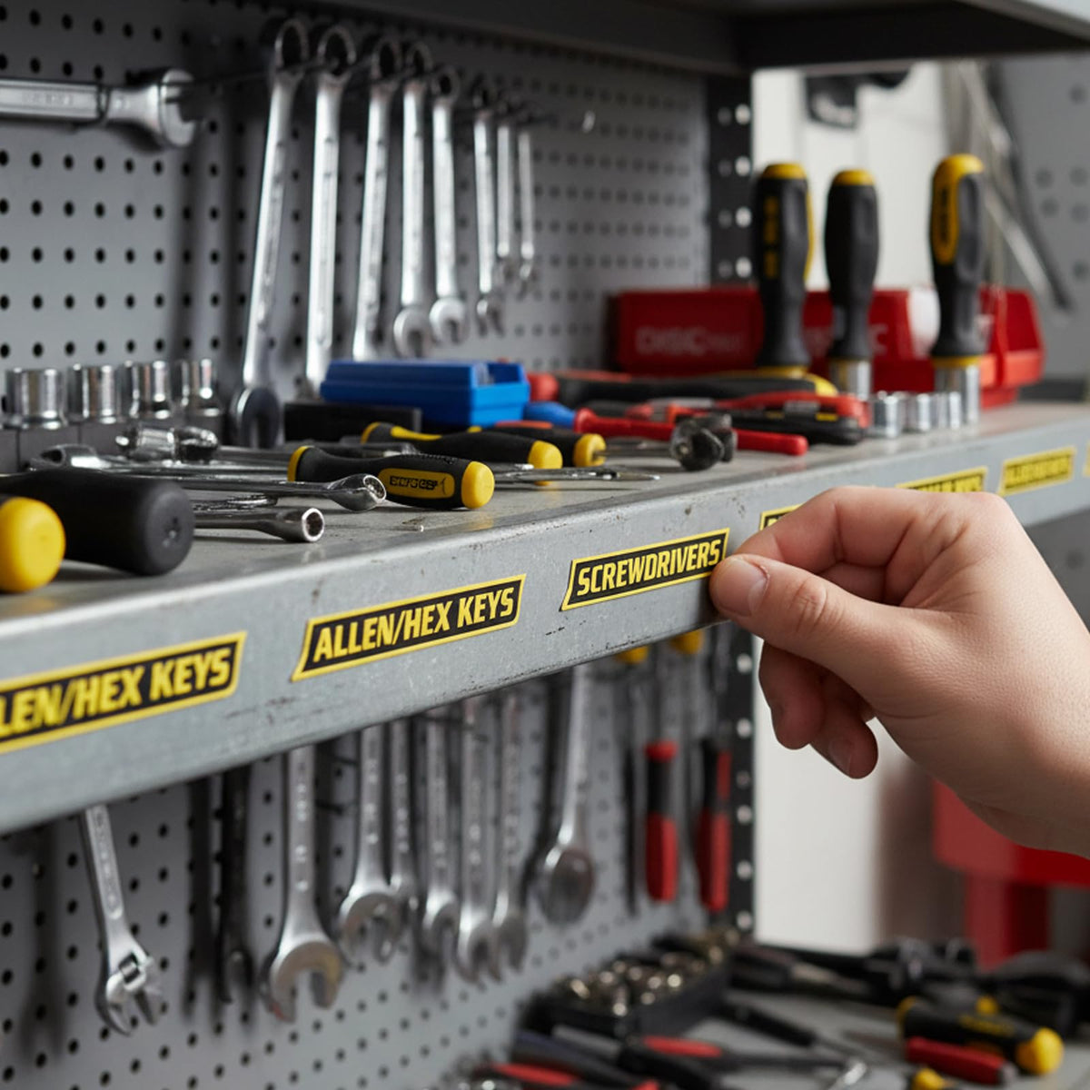 12 PCS Tool Box Magnetic Labels, Magnetic Tool Box Labels for Drawers and Cabinets, Yellow Magnetic Toolbox Labels for Workshop Organization and Toolstorage Systems
