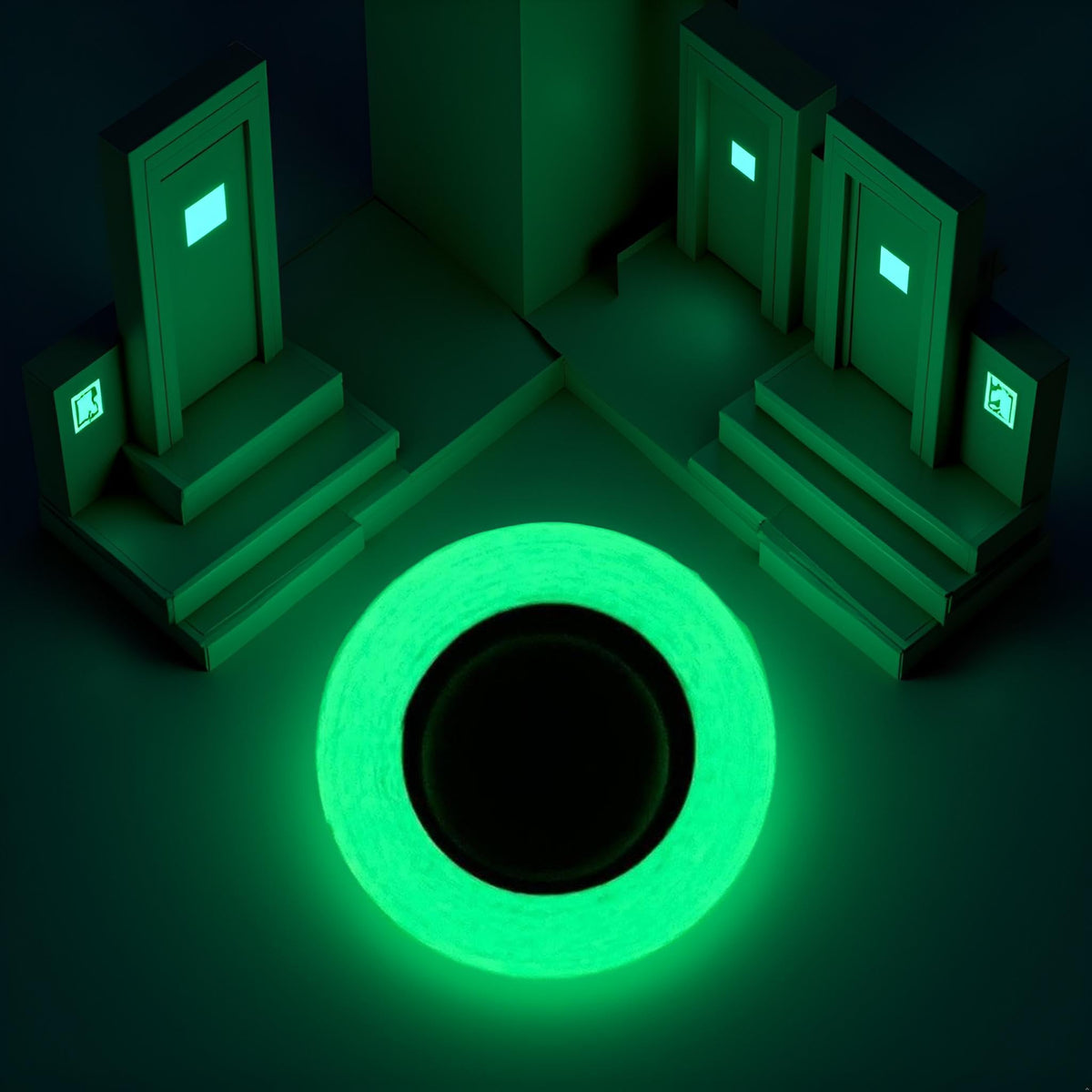 Jinshining 1pc Glow in The Dark Tape,Long-Lasting Bright Fluorescent Glow Tape,Luminescent Emergency Tape Safety Egress Markers Stairs,Walls,Steps,Exit Sign,Strong Adhesive,Hardware