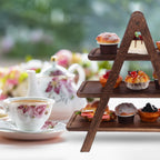 CALLARON Wooden Three-Tier Tray Storage Rack Brown