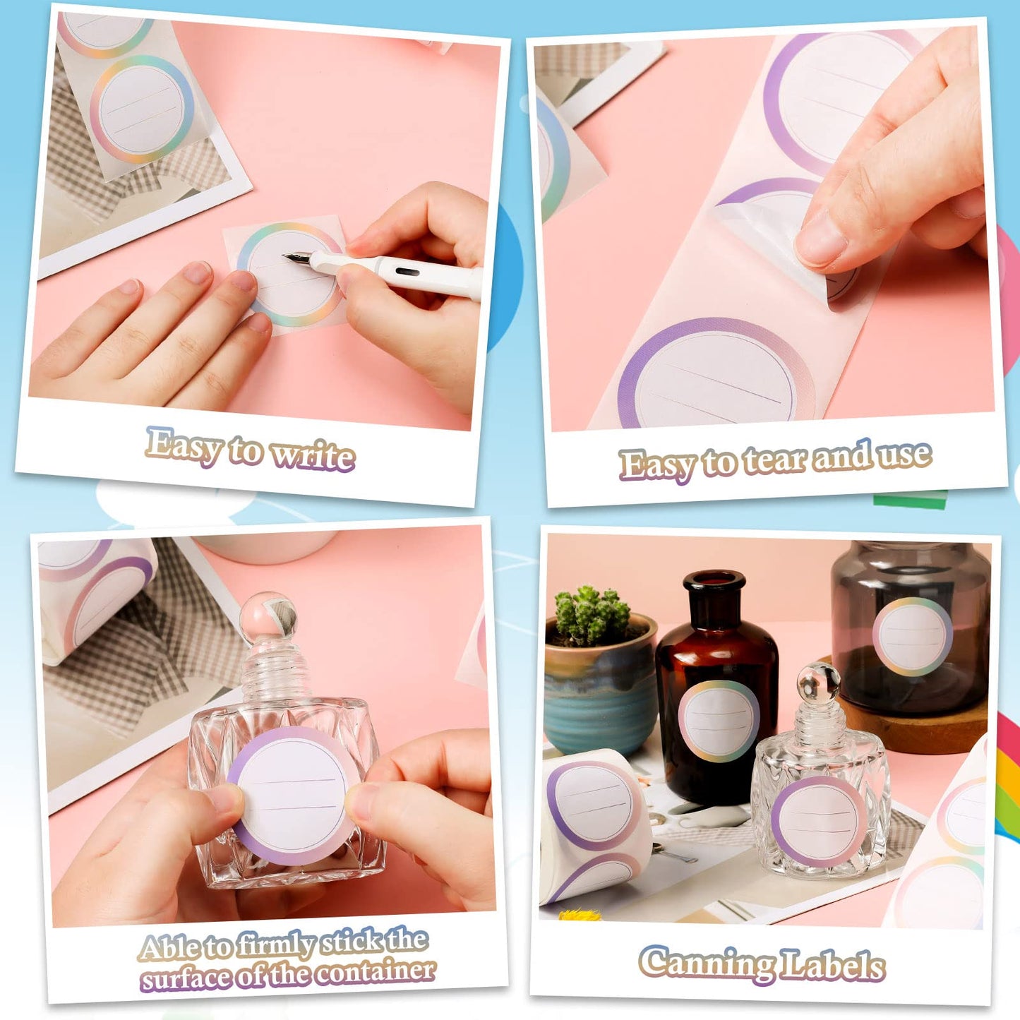 Marspark 600 Pieces 2 Rolls Canning Jar Labels - Round Mason Sticker for Ball Jars, Colorful Removable 2-Inch Labels for Jelly, Homemade Food Containers and Canning Lids