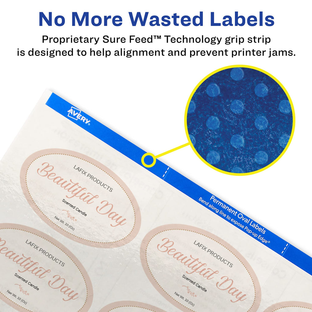 Avery Printable Blank Oval Labels, 1.5" x 2.5", Glossy Crystal Clear, 180 Customizable Labels (22854) 1.5" x 2.5" 180 labels Glossy Clear