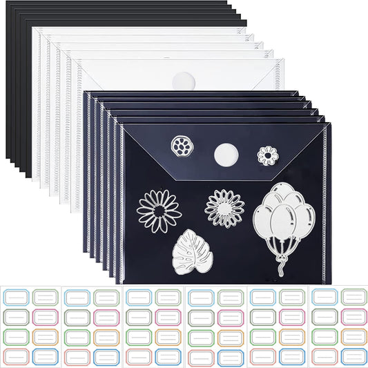 Large Dies and Stamp Storage Pockets and Rubber Magnetic Sheets 10PCS Strong Stick-up Magic Sticker Storage Pockets & 10 PCS 0.5mm Thickness Magnetic Sheets 48PCS Label Stickers Stamp and Dies Storage E