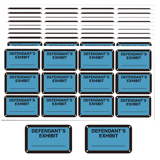 Legal Blue Defendant's Exhibit Stickers 1.65 X 1 Inches - Fluorescent Blue Color-Coded Exhibit Labels 300 Stickers Per Pack(DEFENDANT'S Exhibit)