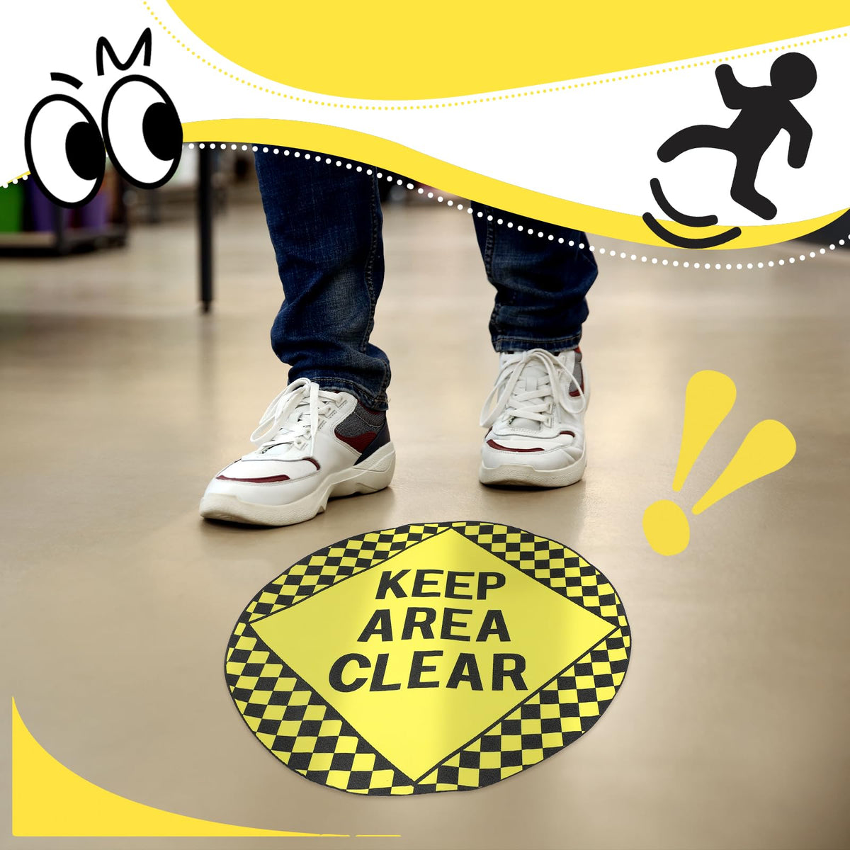 Yexiya 5 Pcs Keep Area Clear Floor Sign Round