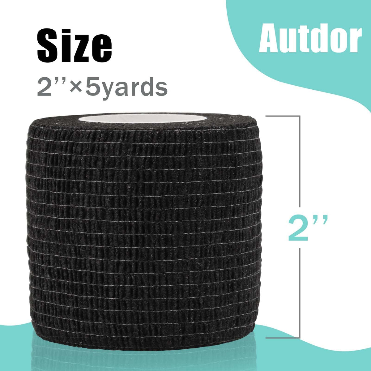 Autdor Tattoo Grip Cover Wrap - 24Pcs 2" x 5 Yards Disposable Cohesive Tattoo Grip Tape Wrap Black Elastic Bandage Rolls Self-Adherent Tape for Tattoo Machine Grip Tube, Sports Tape