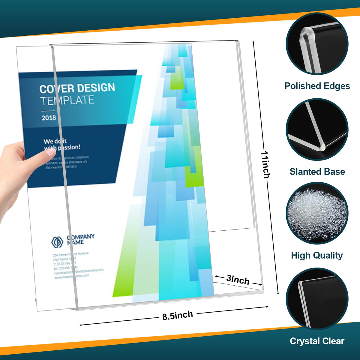 12 Pack Acrylic Sign Holder 8.5x11 Inches, Clear Plastic Table Paper Display Stand, L-Shape Vertical Menu Holder Stand, Clear Picture Photo Flyer Display Stand for Restaurants, Store, Office Desktop 12 Pack-L Shape-8.5X11