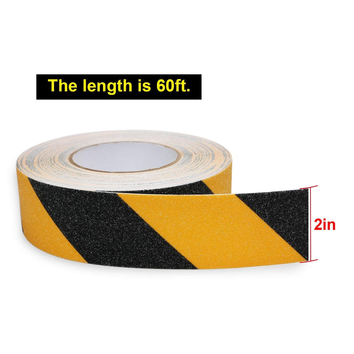 Anti Slip Safety Grip Tape 2 Inch x 60 Foot Yellow and Black and 12 Pack Stair Treads 6”x30” Black for Steps, Staircase