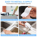 White Caulking Tape for Toilet and Bathtub Self Adhesive, 1.5" x13.5Ft Sealant Caulk Strip Sealing Tape for Bathroom Peel and Stick Floor Shower Wall Tile and Kitchen Edge Protector White-1.5IN-13.5FT-A