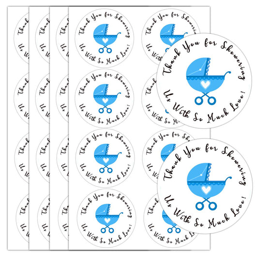 Remarkable Round Baby Shower Stickers,Thank You for Showering US,1.5 Inch Girl Boy & Gender Neutral Round Baby Shower Favor Labels Stickers(Blue 504pcs) (Blue) Blue
