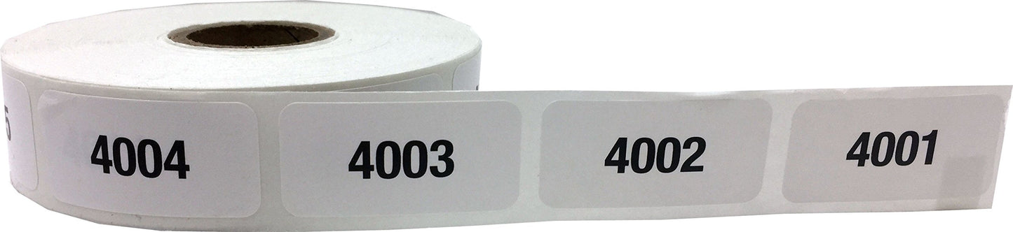 Consecutive Number Labels Bulk Pack Numbers 1 Through 10,000 White/Black .75 x 1.5 Rectangle Small Number Stickers for Inventory