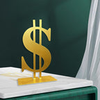 Metal Dollar Sign Tabletop Decor, Golden Dollar Metal Table Top Decor, Gold Centerpieces for Table, US Money Party Decoration, Casino Night Theme Party Supplies