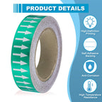 MECCANIXITY Directional Pipe Flow Arrow Adhesive Tape Pipeline Arrow Stickers 1-1/5 Inch x 65 Ft Pipe Identification Marking Labels for Pipe Flow Markers, White on Green White/Green 1-1/5"x65'
