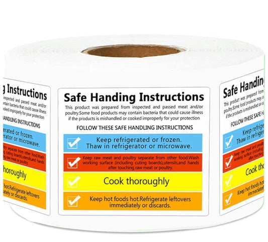 Food Safe Handling Instructions Stickers,2.5x2 Inch Food Package Labels 300 Pcs Per Pack