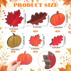 Yookeer 12pcs Fall Tiered Tray Decor Wooden Pumpkin Maple Oak Leaves 12
