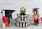 2026 Graduation Money Gift Holder, Celebration Cash Cake Stand with 24 Bill Slots, Graduation Money Tree for Women Men High School College Congrat Grad, Party Display Decorative - Black and Gold Black Gold (Pack of 1)
