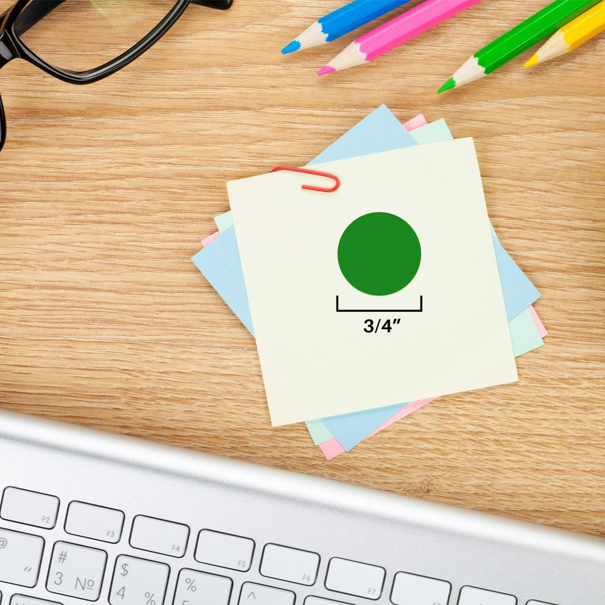 ChromaLabel Green Dot Stickers, 3/4 Inch, 1000/Roll 3/4"