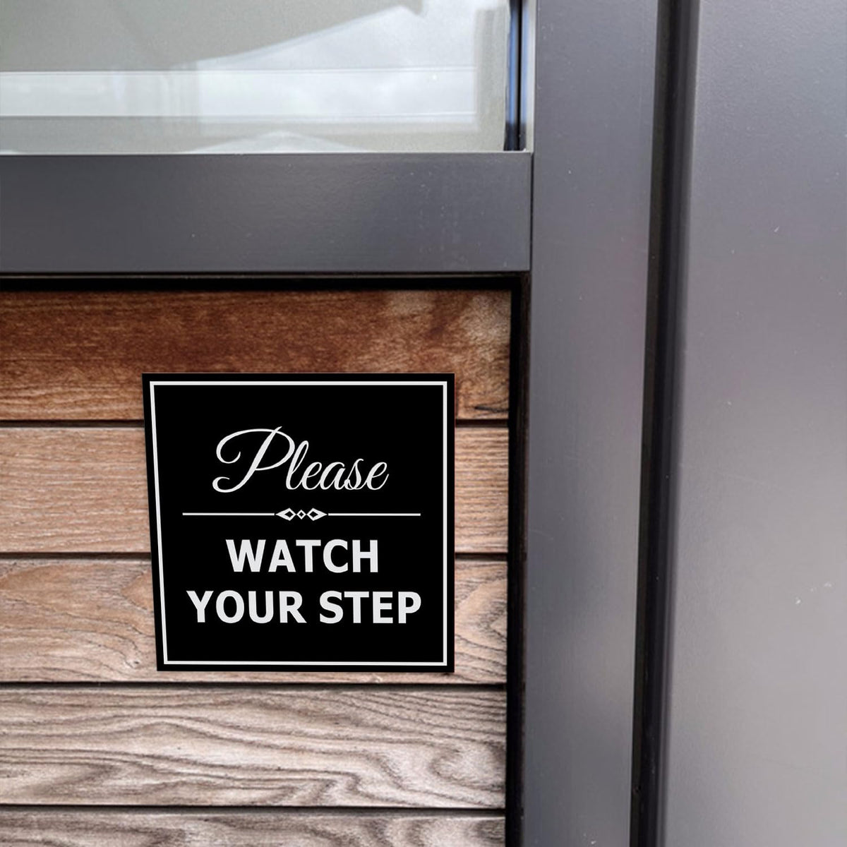 Signs ByLITA Square Classy Please Watch Your Step Sign | Safety Sign with Easy Installation (Red) - Small 5 Pack Red 4 x 4" - Small