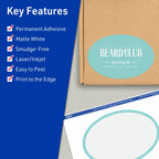 Avery TrueBlock Matte White Oval Labels, Sure Feed Technology, 4" x 6", 200 Matte White Labels, Print-to-The-Edge, Laser/Inkjet Printable, Great for Packaging and Product Merchandising 200 labels