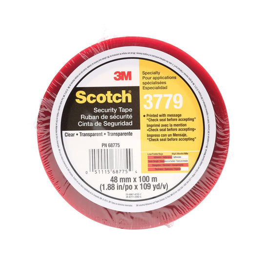 3M Scotch Security Message Box Sealing Tape 3779, Clear, 48 mm x 100 m, 1 Roll, Individually Wrapped Conveniently Packaged