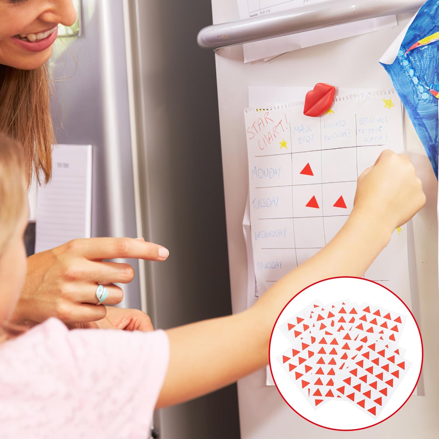Ciieeo 12 Sheets Triangle Map Marker Stickers, Red Adhesive Stickers for Plan, Students, Reward, Home, Office Use