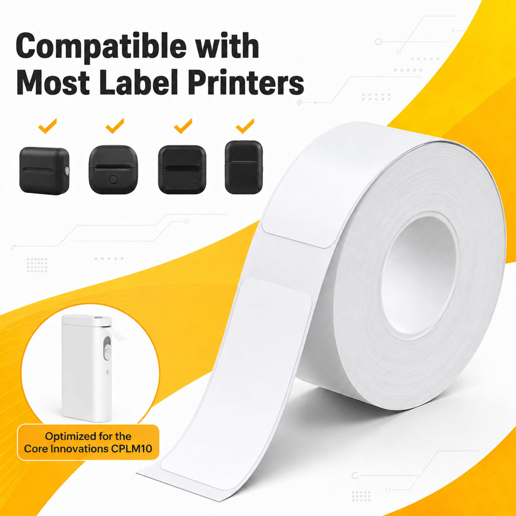 Thermal Labels, 2 Rolls, 180 White Sticker Labels, Inkless