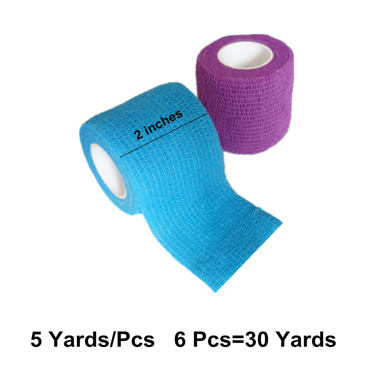 Baisunt 6 Pack 2 Inches Cohesive Bandage Self Adhesive Wrap Elastic Self Adherent Vet Wrap Breathable Self Stick Tape for Wrist, Ankle, Sports, Tatoo Wrap(5 Yards, Blue) 2 Inch