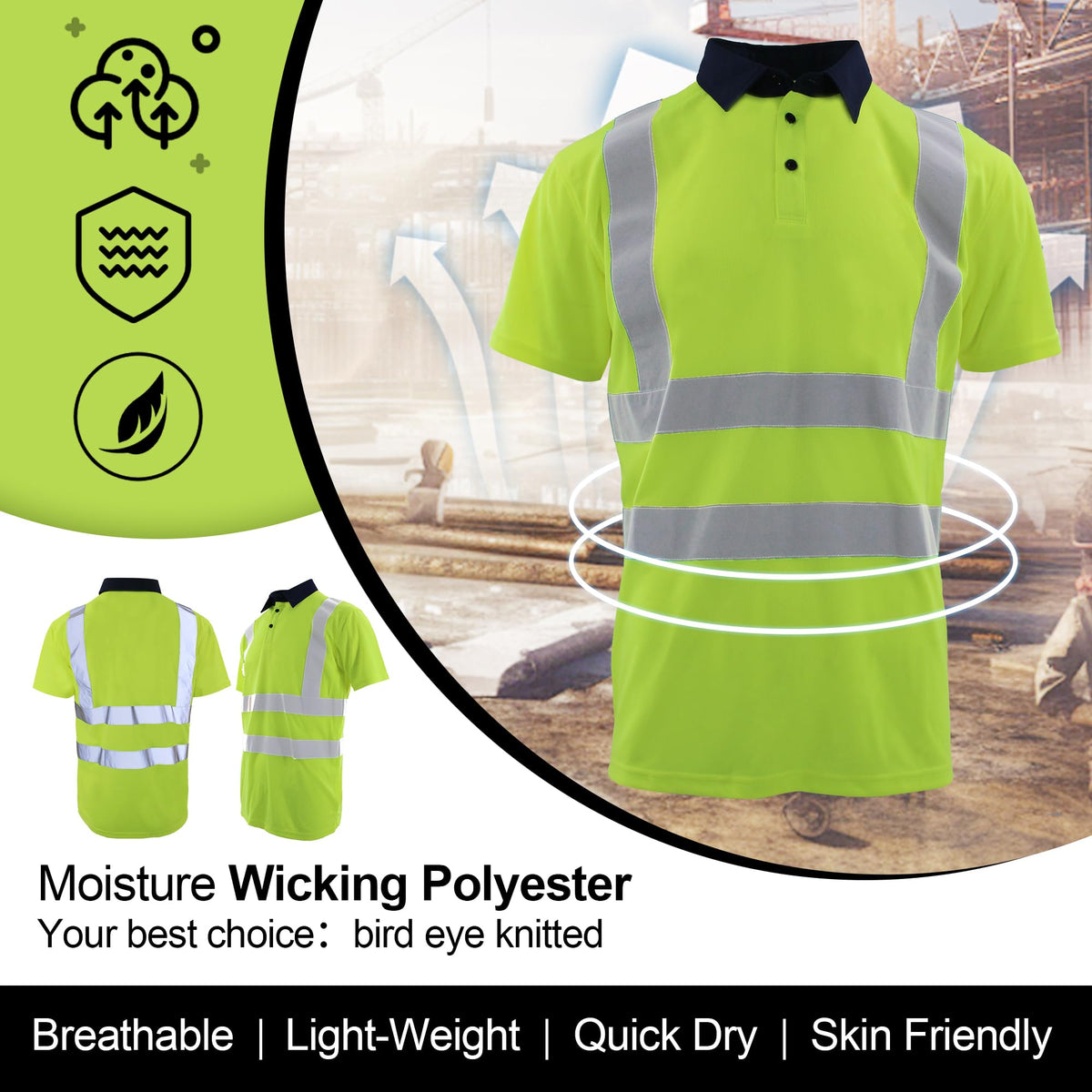 High Visibility T Shirt Reflective Stripes Short Sleeve Work Shirt for Construction Safety T Shirts XX-Large Fg-02s Green