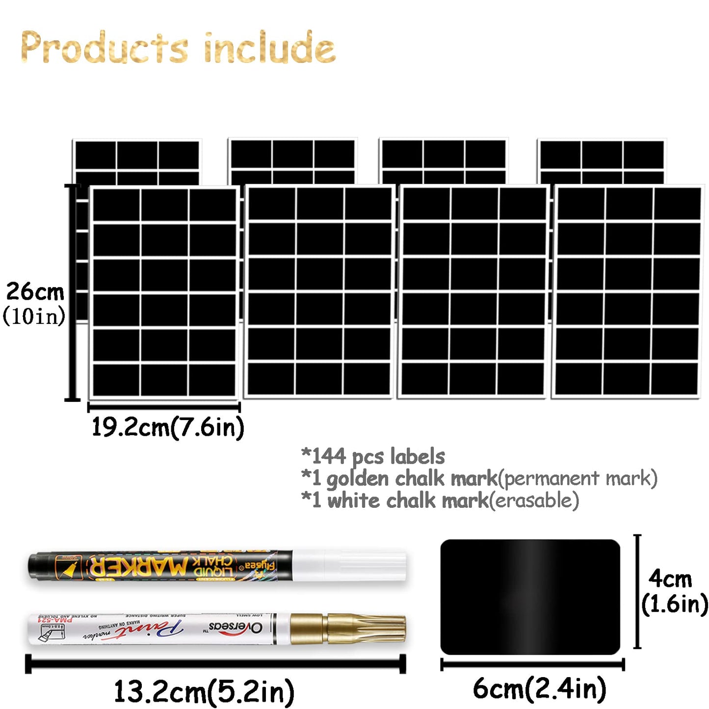 Chalkboard Labels 144 Pcs with 2 Chalk Markers, Reusable, Waterproof Chalk Stickers for Jars, Containers, Storage Bins, Pantry, Parties, Weddings, Home & Kitchen Organization 144 PCS, Rectangle Shape