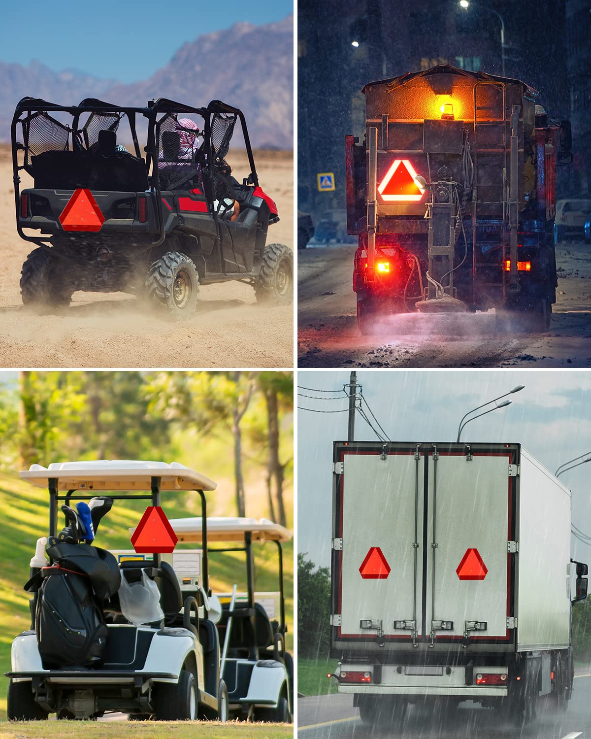 SWEETAPRIL Slow Moving Vehicle Sign, Rust Free Aluminum Slow Moving Vehicle Triangle Signs, 14"X16", 40-Mil Thick Diamond Grade Reflective For Golf Cart, For Golf Cart, Tractor, Utv, Safety Signs Orange-red one-pack