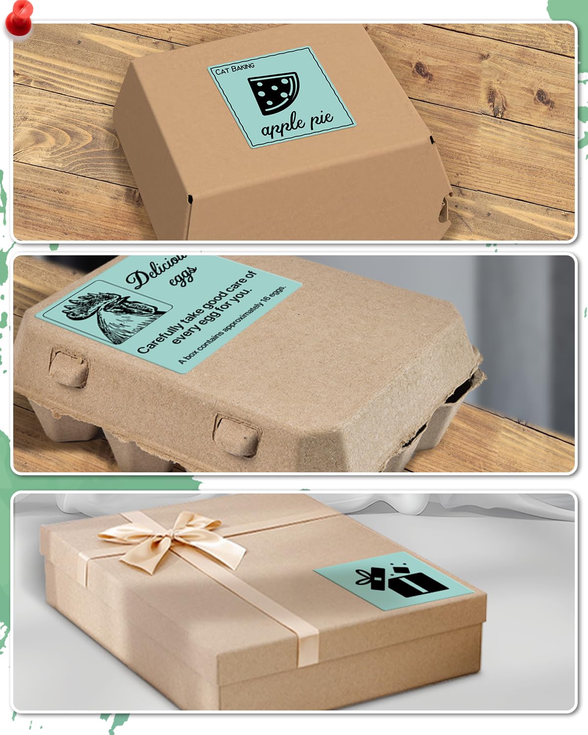 3"x3" Square Thermal Labels Stickers, Green, 500 Sheets/Roll