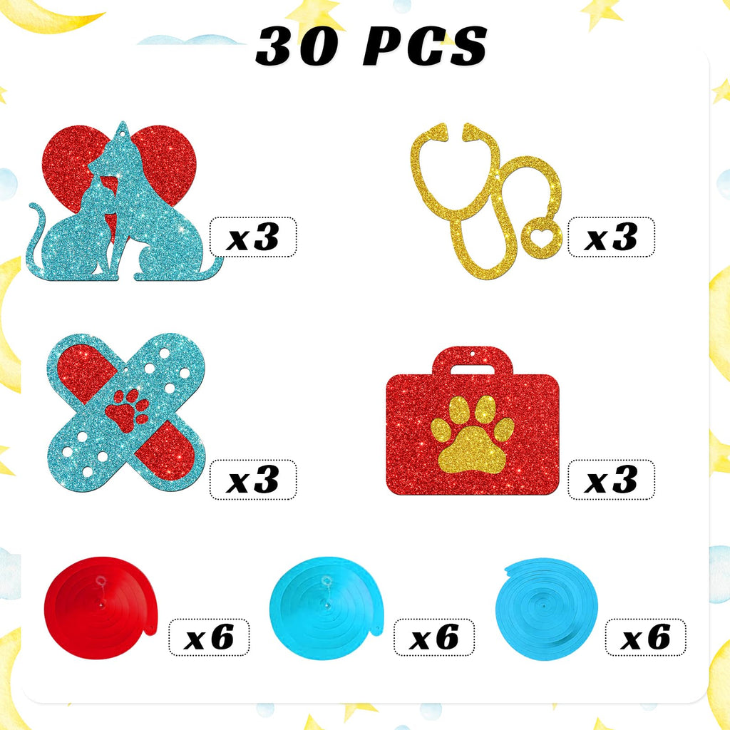 Veterinarian Hanging Swirl Decor Vet Graduation Foil Swirls Ceiling Decorations Vet Tech Week Backdrop Veterinary Party Decorations Red Blue Glitter