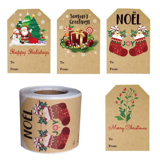 300PCS KRAFT Tags Sticker Labels - Adhesive Tags for Gift Bags & Gifts