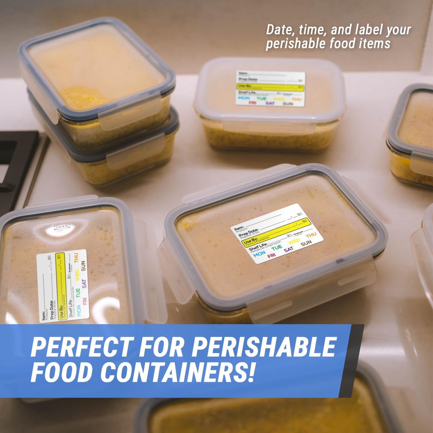 600 Shelf Life Food Rotation Labels, 2" x 3" Freezer Food Labels Stickers to Write On Food Date Meal Prep Labels for Food Container Food Service Labels, 2 Rolls of 300 Food Expiration Stickers