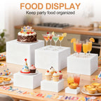 6 Pcs Acrylic Buffet Risers and Stand Food Risers with Mini Sign and Marker