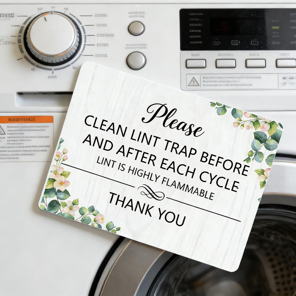 2 Pcs Lint Trap Magnet Sign Lint Trap Reminder Sticker Hotel Essentials Sign Host Sign For Dryer for Laundry Room Dryer Maintenance Home Organization (4.75 x 3.5 in）