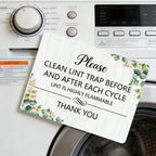 2 Pcs Lint Trap Magnet Sign Lint Trap Reminder Sticker Hotel Essentials Sign Host Sign For Dryer for Laundry Room Dryer Maintenance Home Organization (4.75 x 3.5 in）