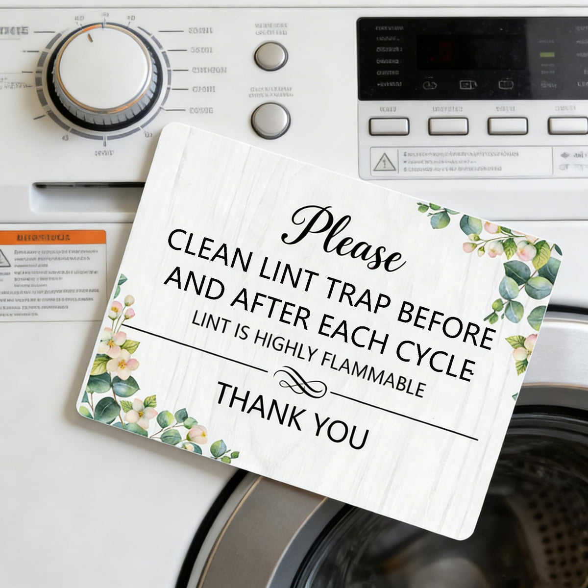 2 Pcs Lint Trap Magnet Sign Lint Trap Reminder Sticker Hotel Essentials Sign Host Sign For Dryer for Laundry Room Dryer Maintenance Home Organization (4.75 x 3.5 in）