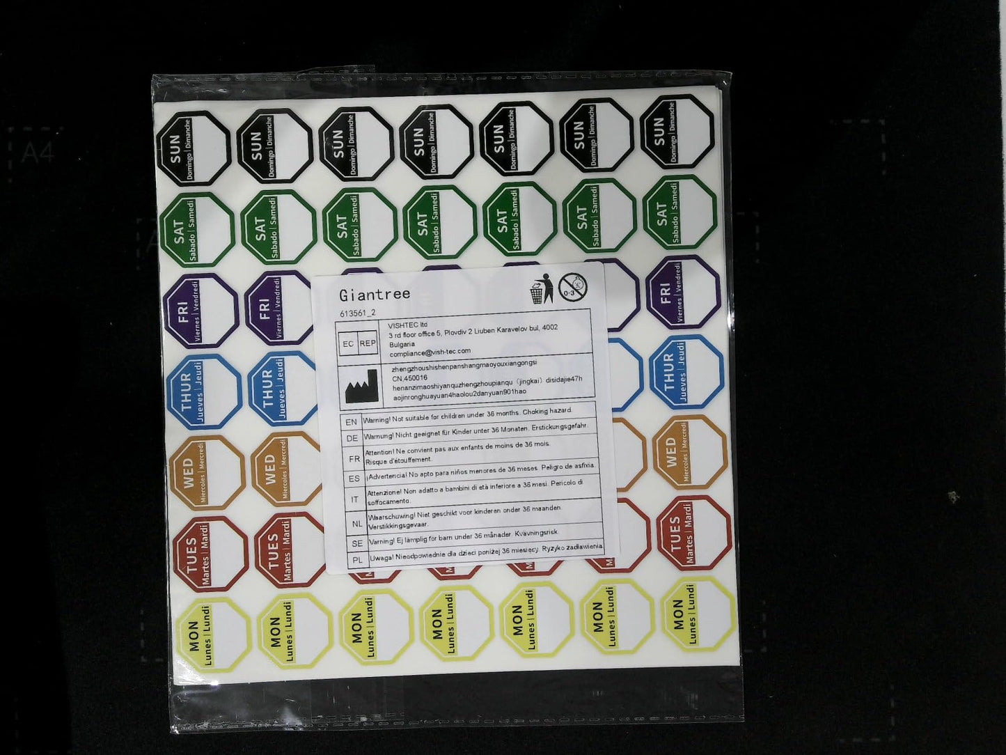 Giantree 735 Pcs Food Labels Stickers 7 Day of The Week, 1 Inch Color Coding Food Rotation Labels, Writable and Removable Day Label Peel Tab for Restaurant Kitchen Containers