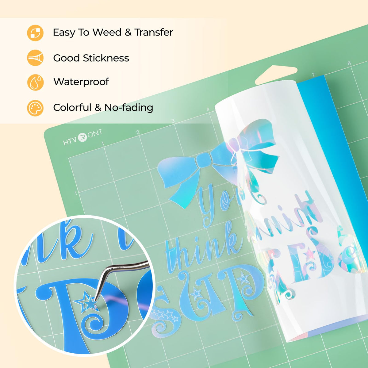 HTVRONT Holographic Vinyl-22 Pack Holographic & Textured Metallic Permanent Adhesive Vinyl Sheets,12"x12" Easy Cut & Weed Waterproof Vinyl for Crafts & Decor,Compatible with Cutting Machines 22 Holographic & Textured Vinyl