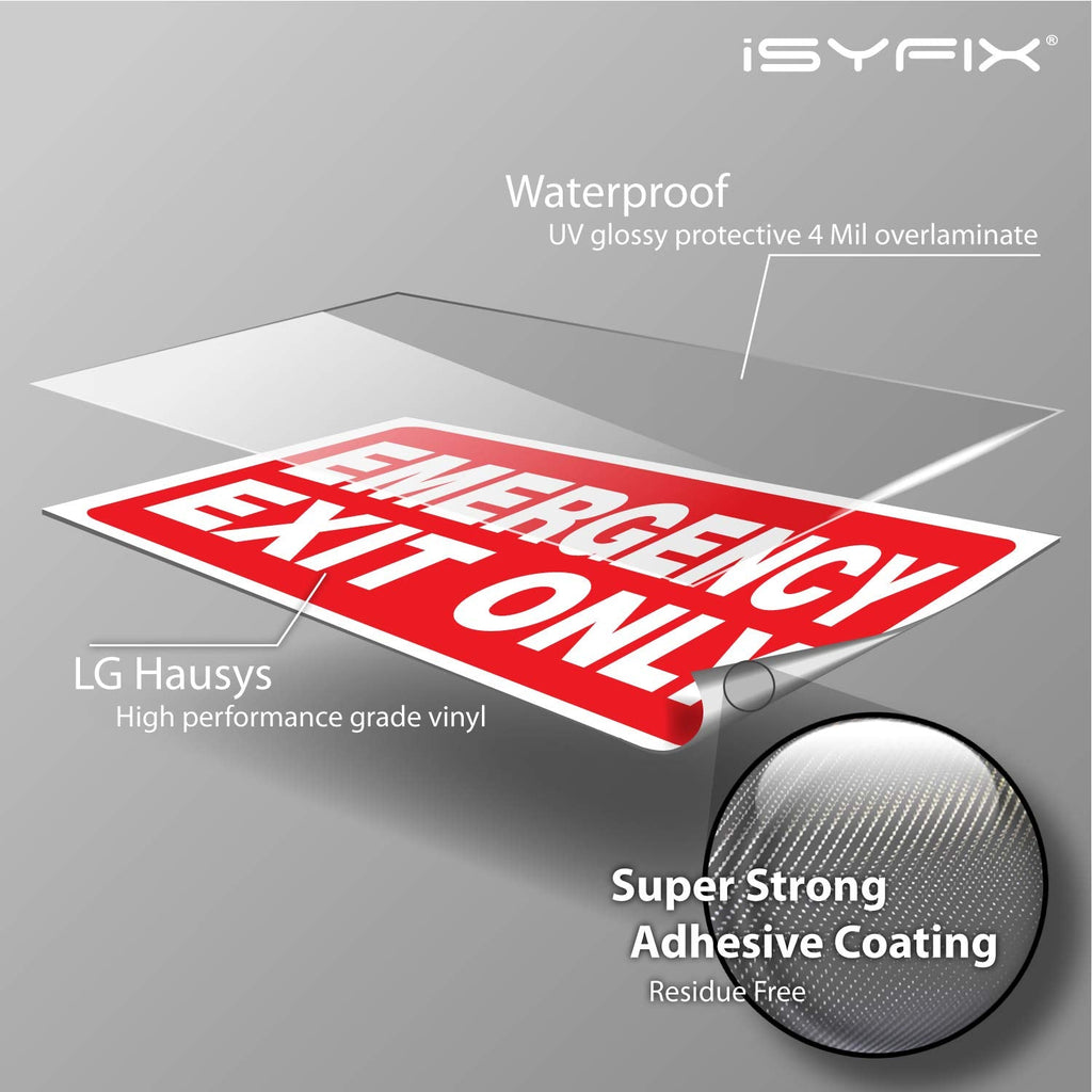 iSYFIX Emergency Exit Only Signs Stickers, 10x7 Inch, 12 Pack 12 Pk 10x7 Sticker Red