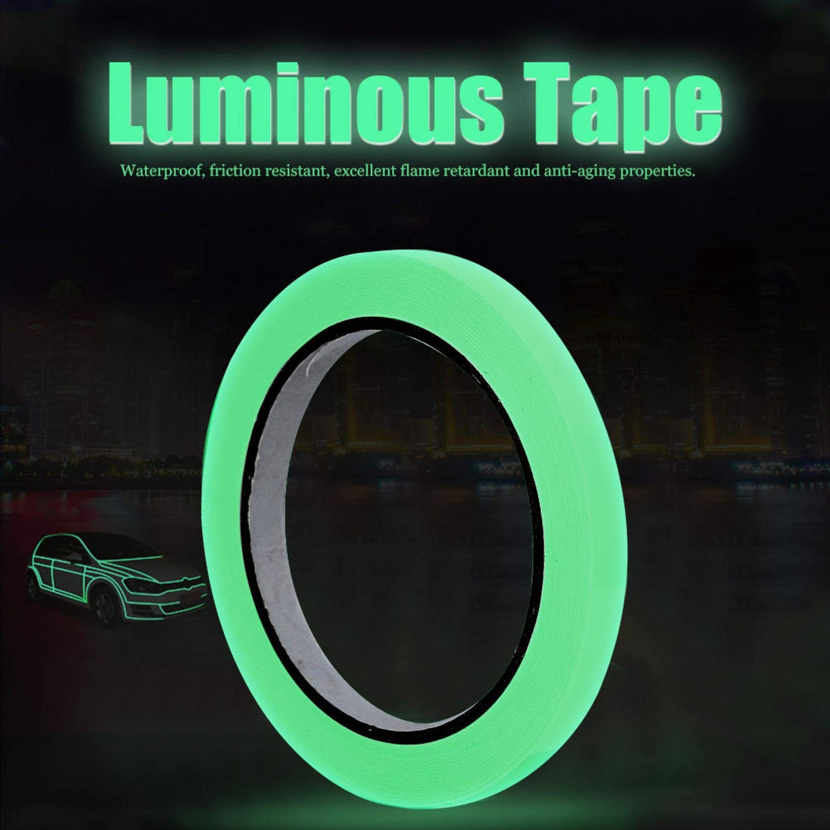 Oumefar Green Luminous Tape, in The Dark Tape 0.4Inch x 33Ft Luminous Tape Sticker Self-Adhesive Luminous Warning Tape Fluorescent Tape for Night Decorations, Outdoor