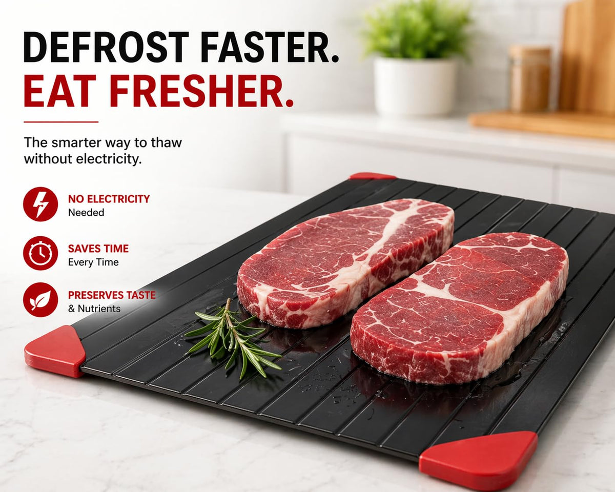Fast Defrosting Tray for Frozen Food | Natural Thawing Plate | No Electricity Required | High-Conductivity Aluminum | Ideal for Meat, Fish & Poultry