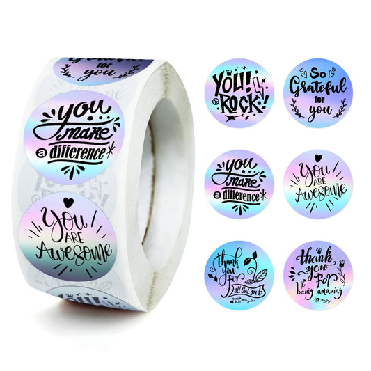 1000 Pcs Reward & Incentive Stickers - Motivational Stickers for All Ages, Self-Adhesive, Classroom Gifts Holographic Thank You
