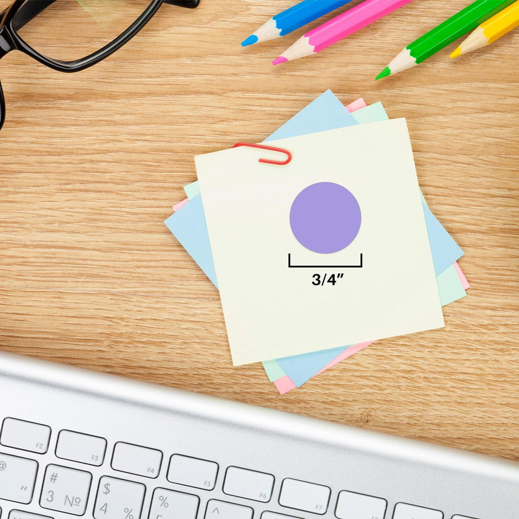 ChromaLabel 0.75-inch lavender round color-coding label stickers, 1000 per dispenser box, for organizing and color coding.