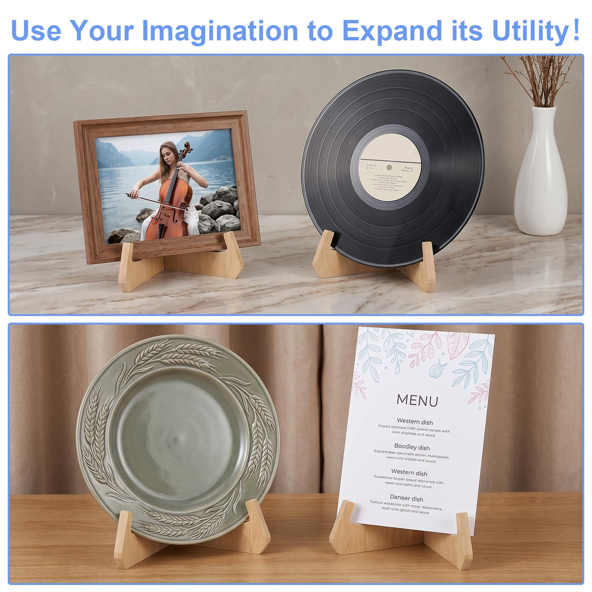Nogeqi 1 Pack Plate Display Stand Natural Wood Plate Holders for Displaying