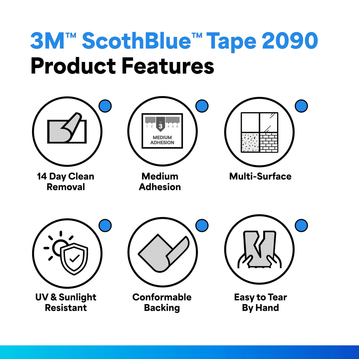 TapeCase 2090 Long-Mask Masking Tape Converted from 3M 2090-0.188 in. x 180 ft. Masking Tape Roll for Medium Adhesion. Painting Wall Preparation