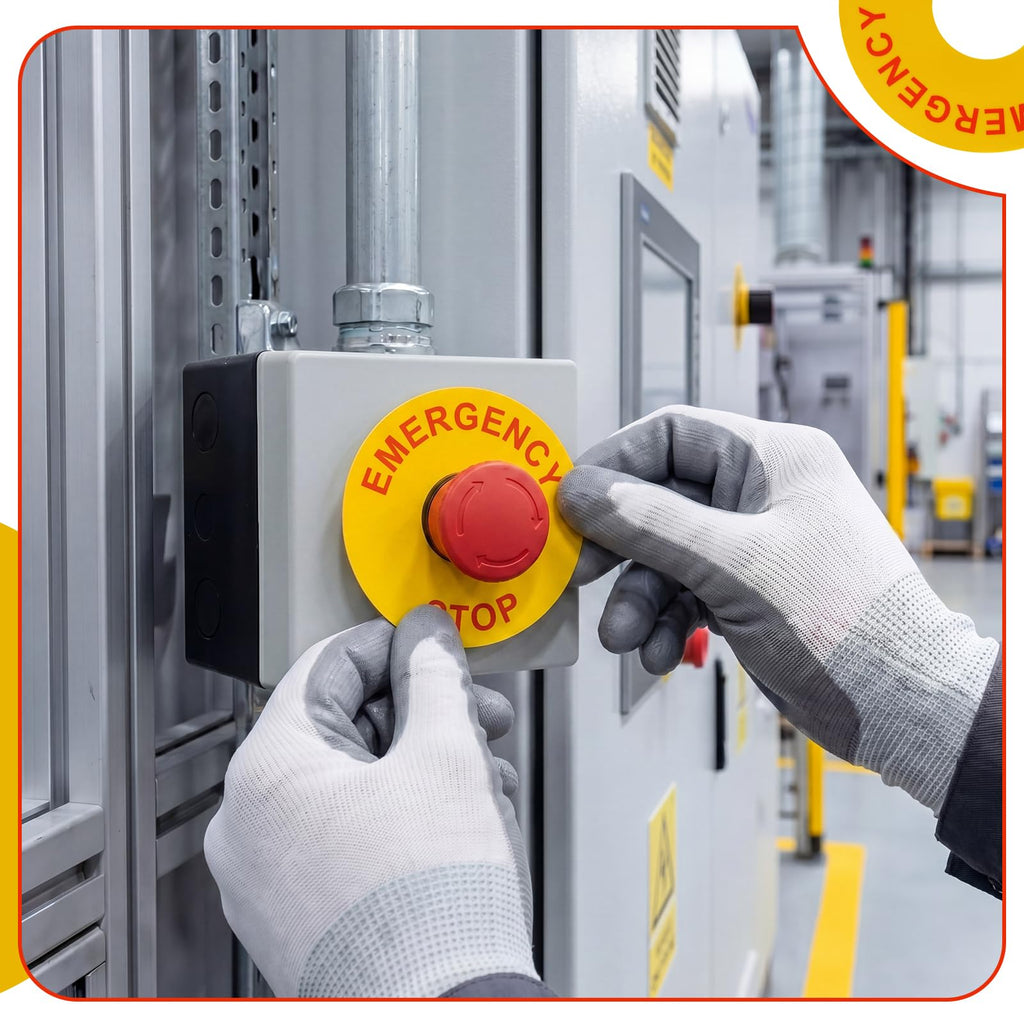 Dunzoom 50 Pcs Emergency Stop Warning Stickers Bulk, Self-Adhesive