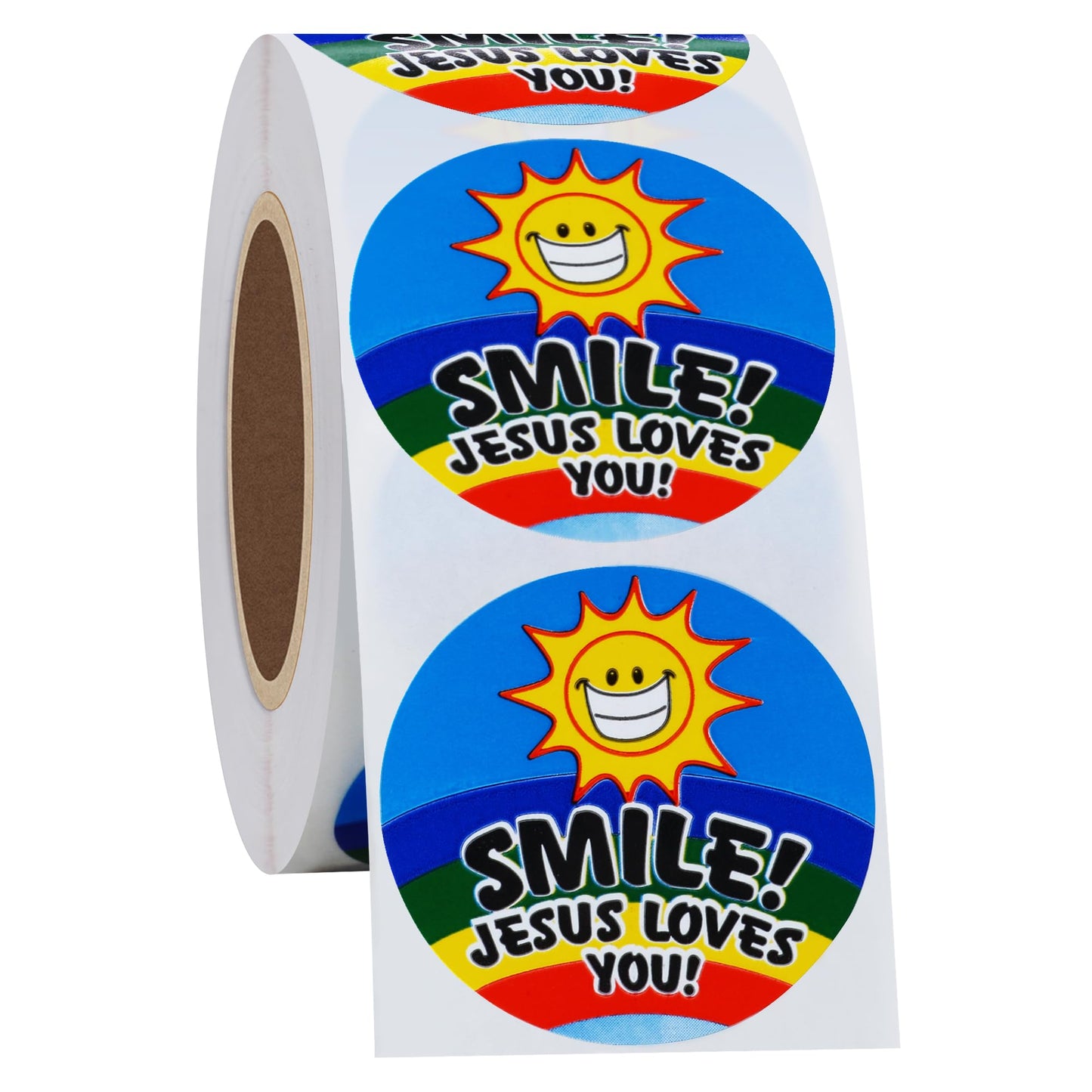 Hybsk Jesus Stickers 1.5 inch Smile Jesus Loves You Labels for Church Christmas Items Gift Total 500 Labels Per Roll