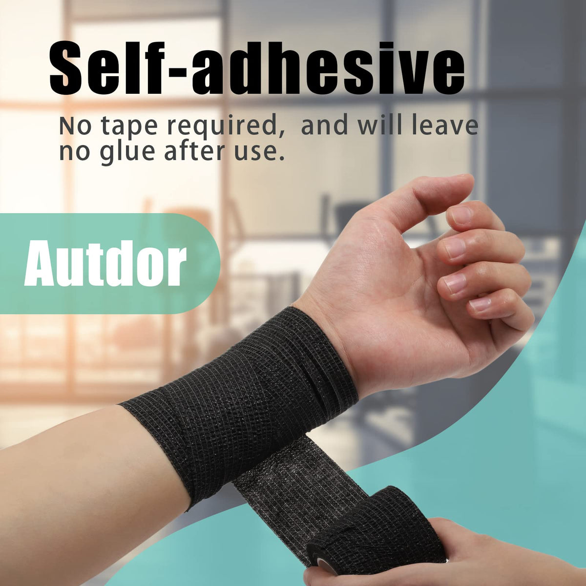 Autdor Tattoo Grip Cover Wrap - 24Pcs 2" x 5 Yards Disposable Cohesive Tattoo Grip Tape Wrap Black Elastic Bandage Rolls Self-Adherent Tape for Tattoo Machine Grip Tube, Sports Tape