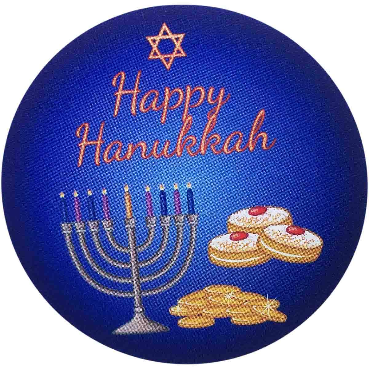 Happy Hanukkah Vibrant Blue and Gold Labels – Set of 100 Adhesive Holiday Stickers, 4 Unique Hanukkah Designs for Festive Gift Wrapping, Made in The USA